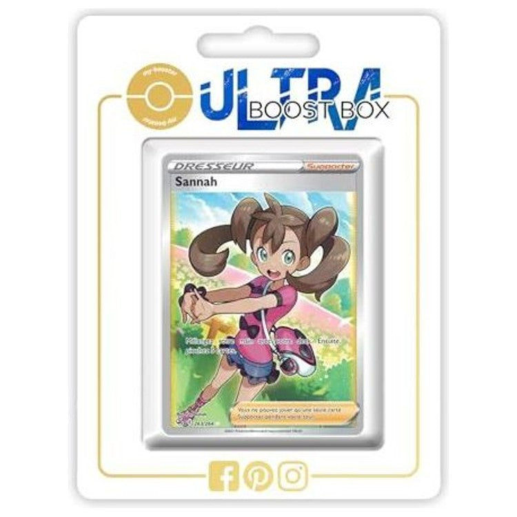 Carte Pokémon Dresseur Supporter Sannah 263/264 Full Art de l’extension Poing de Fusion, édition française du bloc Épée et Bouclier