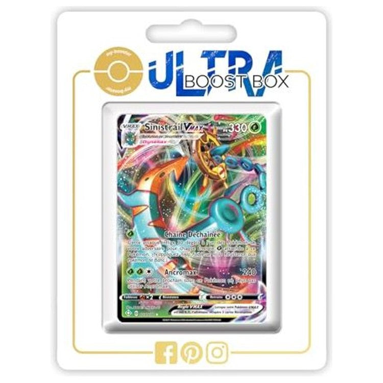 Carte Pokémon Sinistrail VMAX 010/072 Ultra Rare de l’extension Destinées Radieuses, vue de face avec l’illustration Dynamax complète.