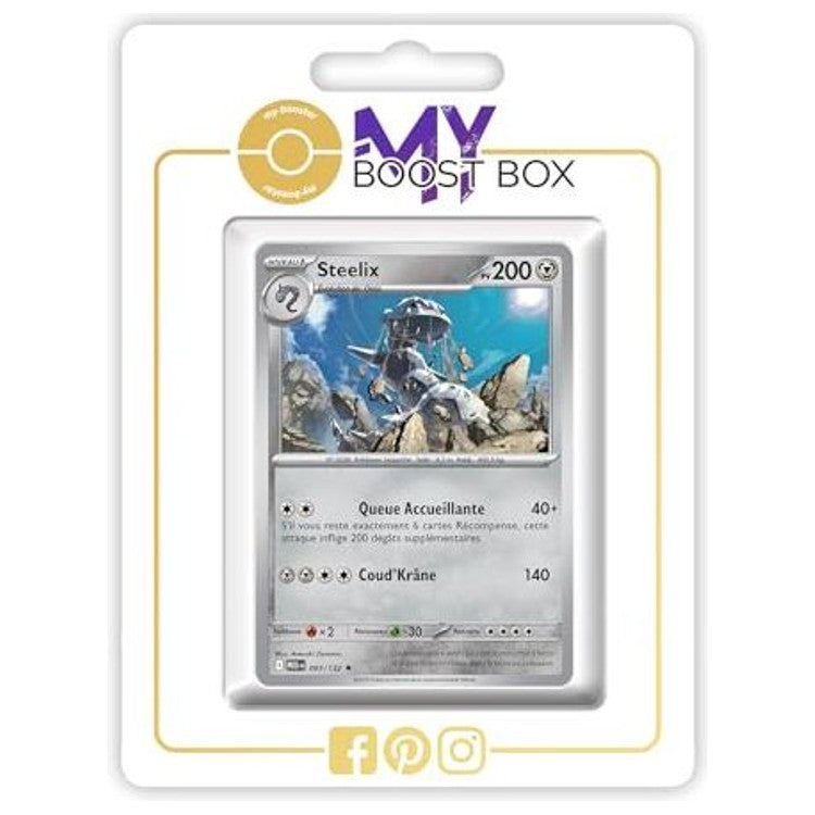 Carte Pokémon Steelix 093/132 en version Holo ou Reverse, recto, issue du coffret Myboost Méga-Évolution 01 en français.