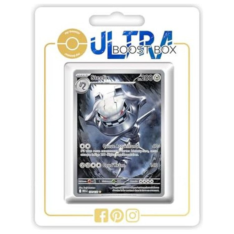 Carte Pokémon Steelix 150/132 Alternative Pokémon Gallery Secrète, édition française Méga-Évolution 01, vue de face avec lillustration complète.