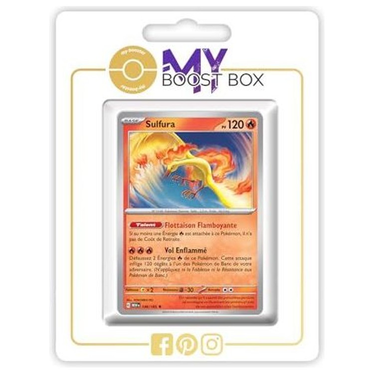 Carte Pokémon Sulfura 146/165 en version Holo ou Reverse de l’extension 151 Écarlate et Violet 3.5, vue de face en français.