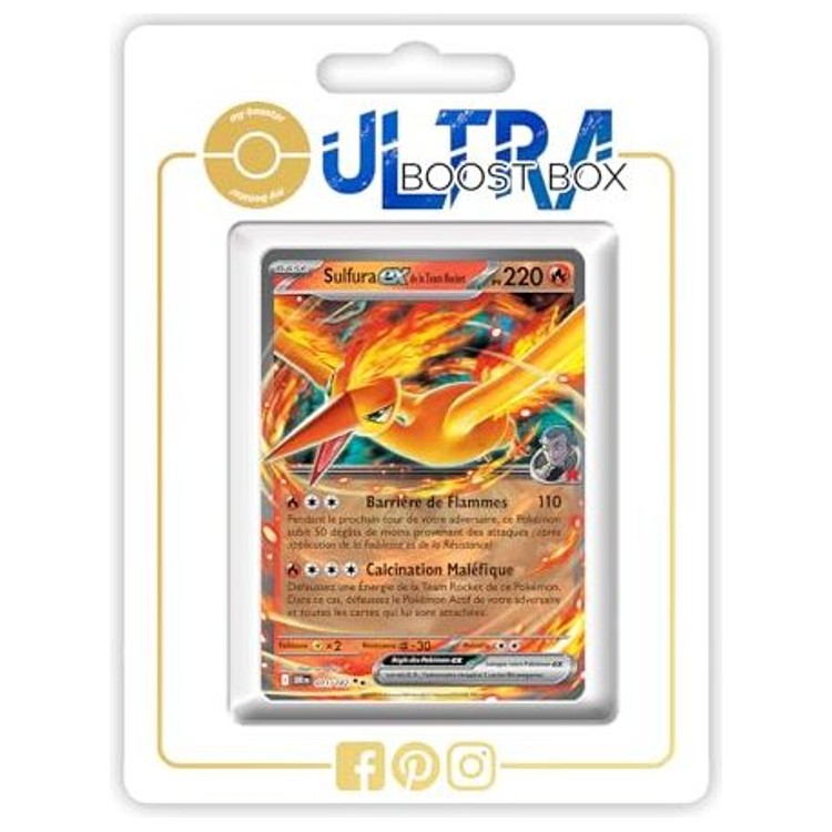 Carte Pokemon Sulfura ex de la Team Rocket 031/182 en francais, vue de face, extension Ecarlate et Violet 10 Rivalites Destinees