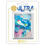 Taupikeau apparaît sur une carte illustrée de bleu, présentée dans un support blanc marqué Ultra Boost Box.