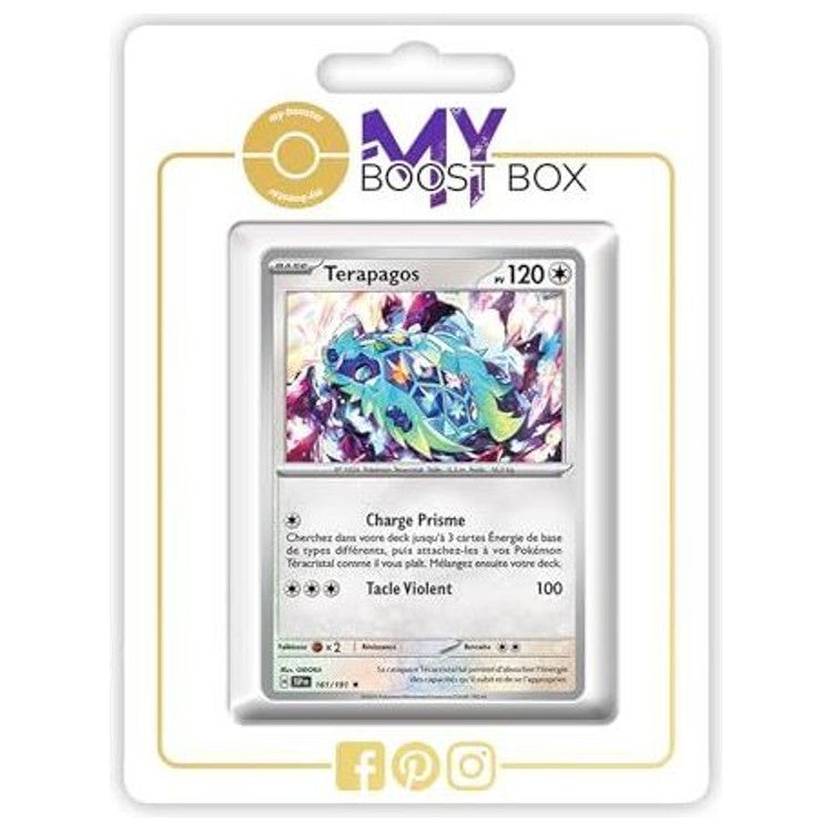 Carte Pokémon Terapagos 161/191 en version Holo ou Reverse, recto, issue de l’extension Étincelles Déferlantes Écarlate et Violet EV08