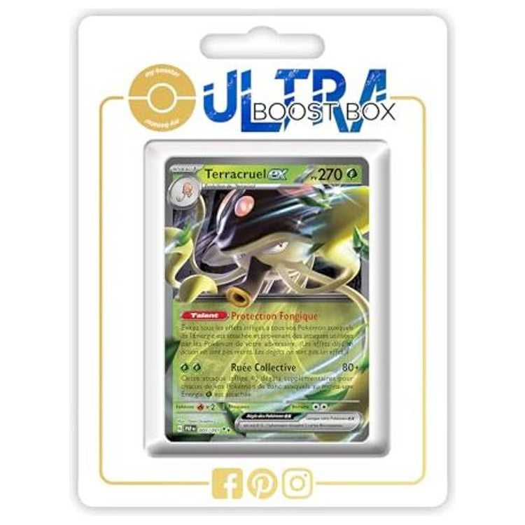 Carte Pokémon Terracruel ex 005/091 en français, recto détaillé de l’édition Destinées de Paldea Écarlate et Violet 4.5, mise en avant dans le coffret Myboost.