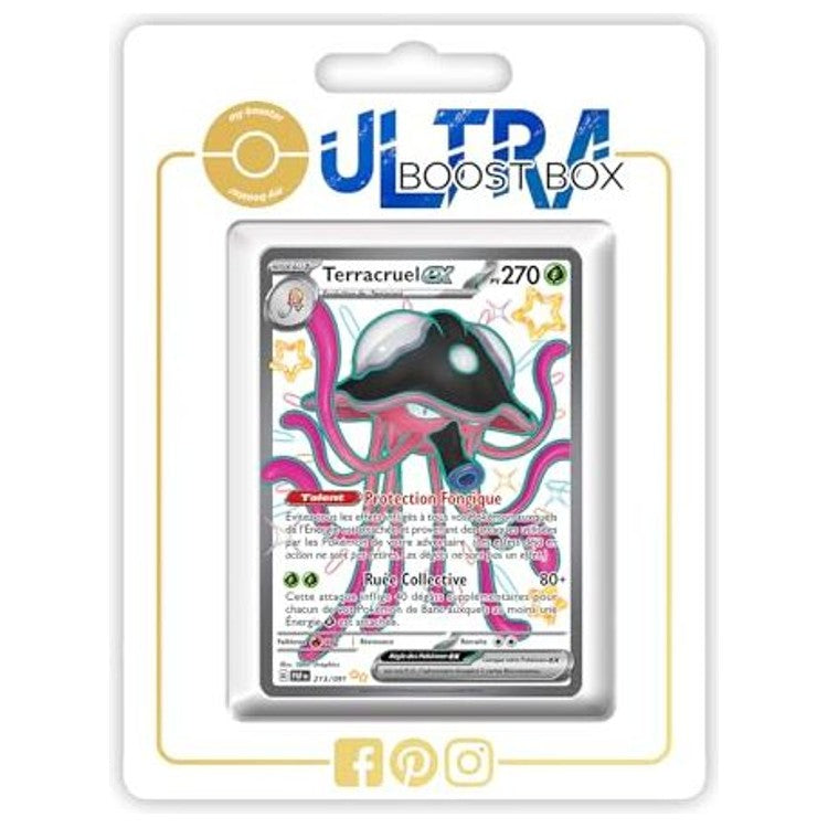 Carte Pokémon Terracruel ex 213/091 Full Art chromatique secrète de l’extension Destinées de Paldea Écarlate et Violet 4.5, vue de face