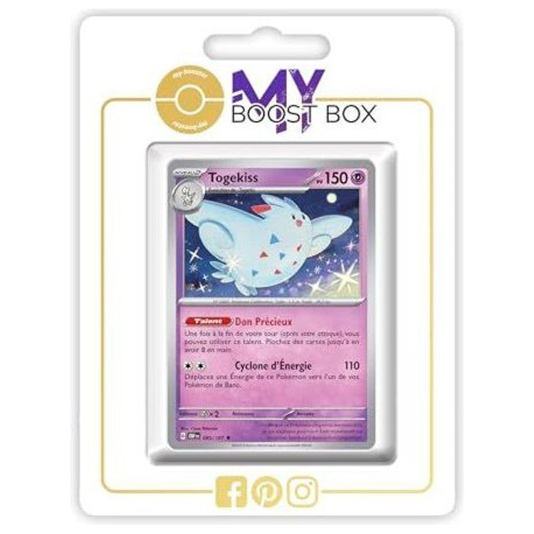 Carte Togekiss visible dans un emballage blanc My Boost Box, avec son illustration et son texte de jeu.