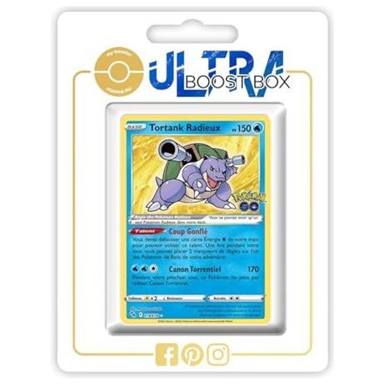 Carte Pokémon Tortank Radieux 018/078 en français, version ultra rare de l’extension Pokémon GO Épée et Bouclier 10.5, vue de face détaillée.
