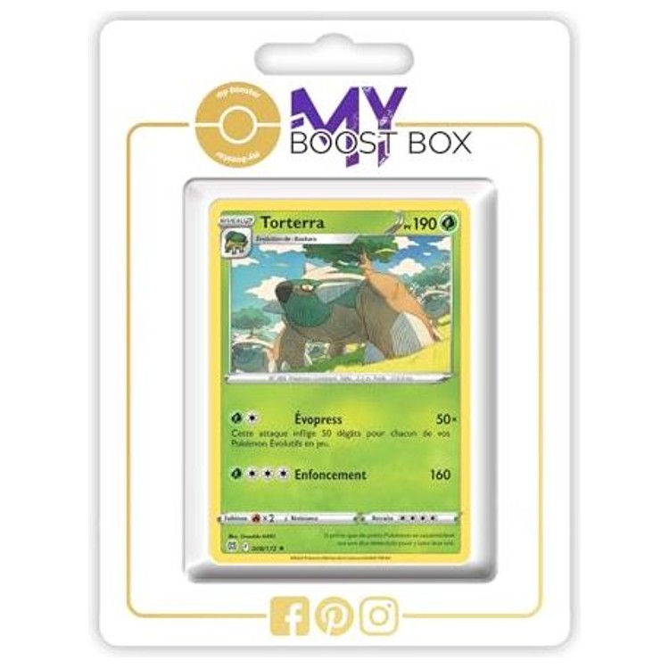 Carte Pokémon Torterra 008/172 Holo ou Reverse de l’extension Stars Étincelantes Épée et Bouclier 09, vue de face en français