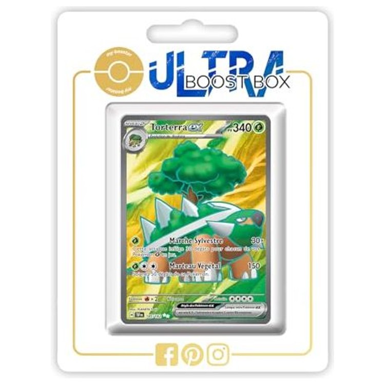 Carte Pokémon Torterra ex 185/162 Full Art secrète EV05 Forces Temporelles, vue de face avec illustration complète brillante.