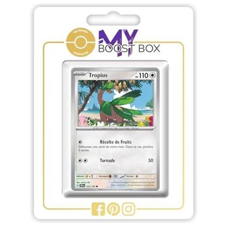 Carte Tropius visible dans une présentation blanche, avec son illustration, ses 110 PV et ses attaques.