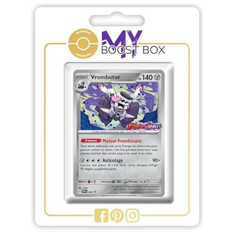 Carte Pokémon Vrombotor SV008 Holo de l’extension Écarlate et Violet 1 EV01, vue de face avec l’illustration complète du Pokémon Acier/Poison.