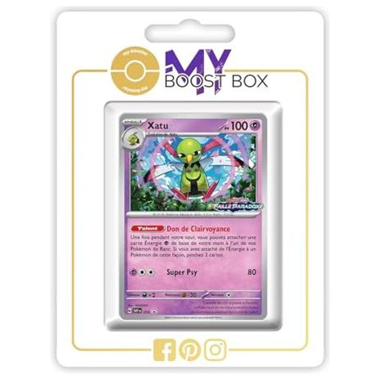 Carte Pokémon Xatu SV059 Holo de l’extension Faille Paradoxe Écarlate et Violet 04, vue de face avec illustration complète du Pokémon Psy Vol.