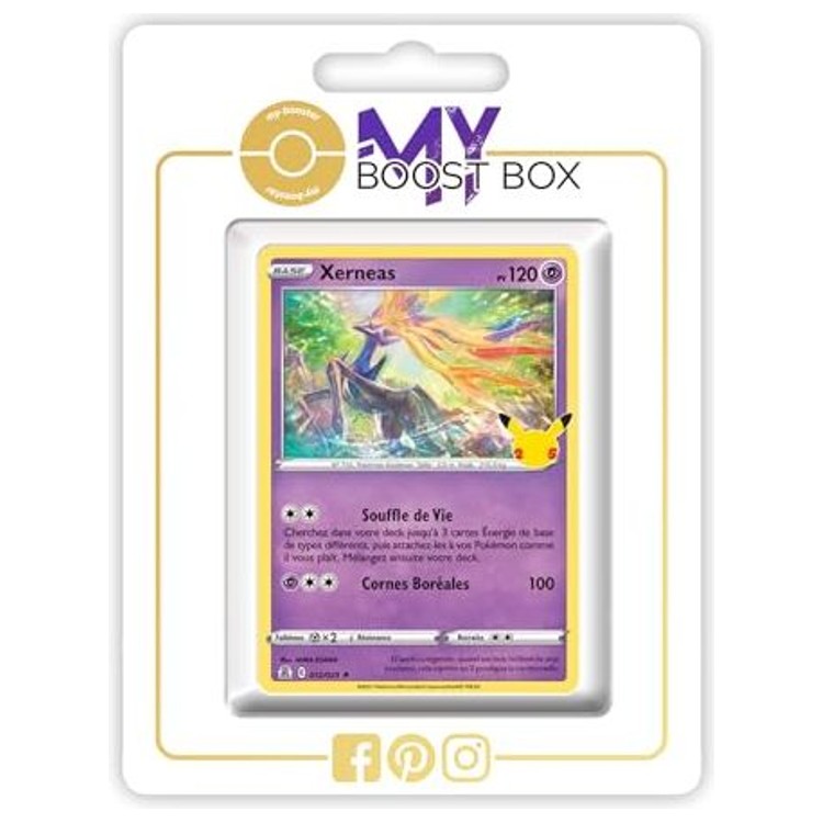 Carte Pokémon Xerneas 012/025 Holo de l’extension Célébrations Épée et Bouclier 7.5, vue de face avec l’artwork complet en français