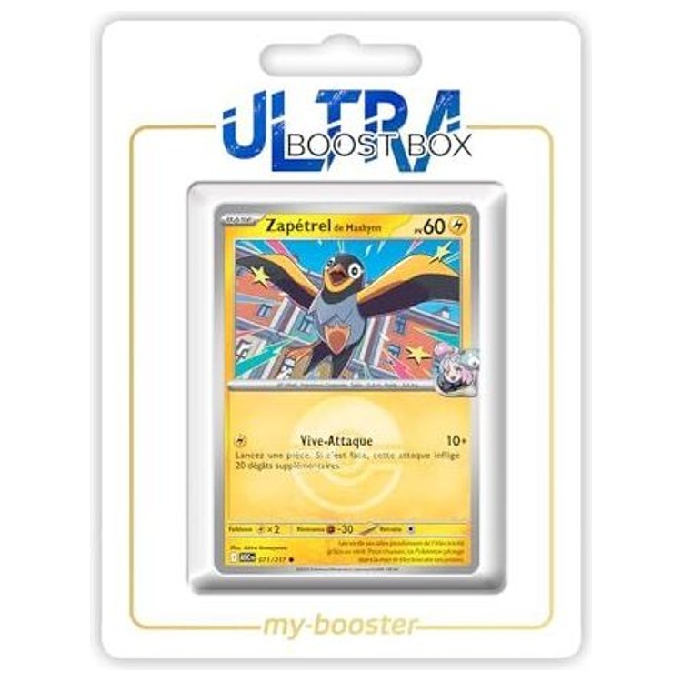 Carte Zapétrel de Mashynn présentée au recto dans un emballage blanc Ultraboost Box