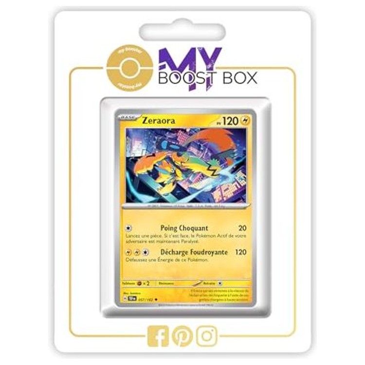 Carte Pokémon Zeraora 057/162 Reverse de l’extension Écarlate et Violet 5 Forces Temporelles, vue de face avec le visuel complet du Pokémon Électrik.