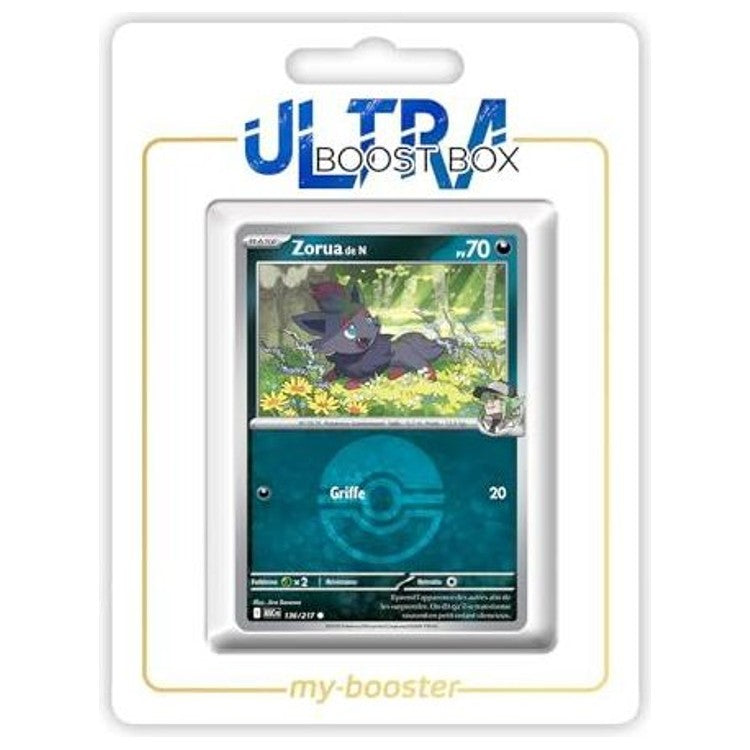 Carte Pokémon Zorua de N 136/217 en version Reverse Pokéball, recto, issue de l’extension Héros Transcendants bloc Méga-Évolution 2.5